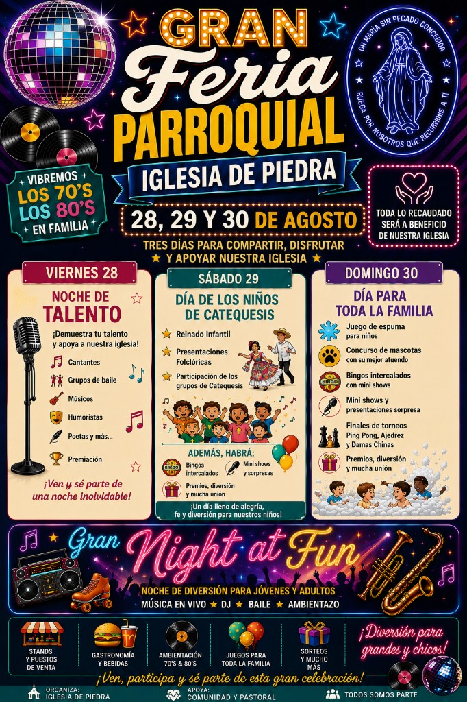 Flyer Gran Feria Parroquial Iglesia de Piedra